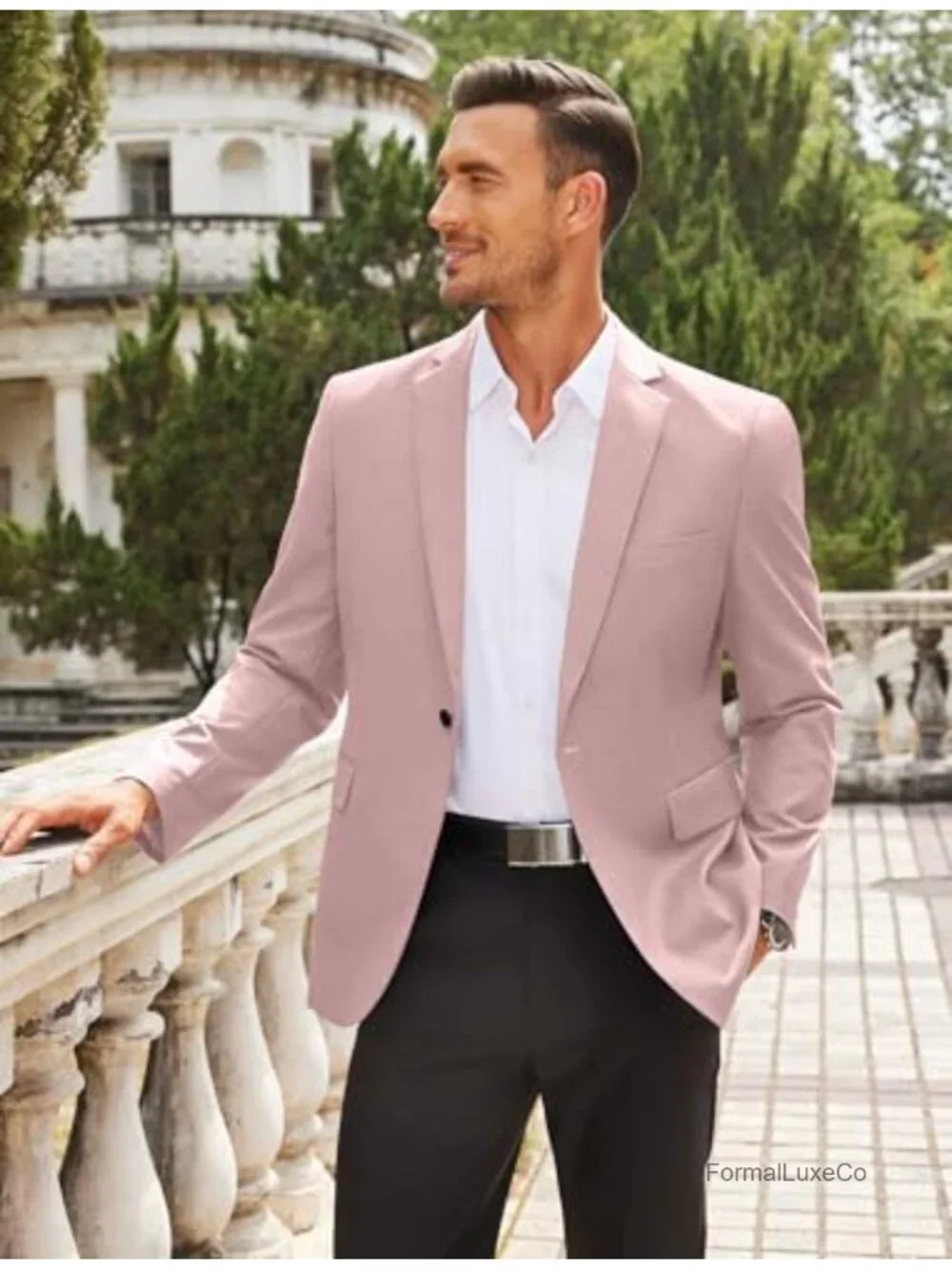 Sport Coat One Button Notch Lapel Lightweight Men's Blazer Business Suit Jacket